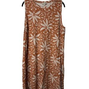 LOFT Orange and White Floral Midi Dress